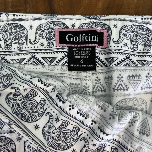 Golftini Women's 6 GOLF  skort navy & white elephants cotton blend BX21 - Picture 6 of 10